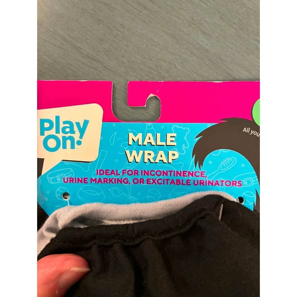 Play On Male Wrap Dog Diaper Large Black Incontinence Champion New Adjustable